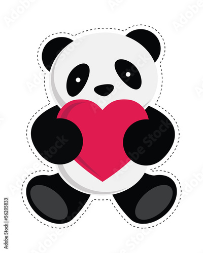 Fototapeta Naklejka Na Ścianę i Meble -  Panda holding a heart. Vector illustration
