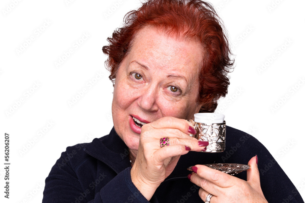 Senior Woman with a Turkish Coffee Senior Woman with a Turkish Coffee