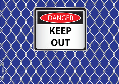 wire fence with danger signs vector images