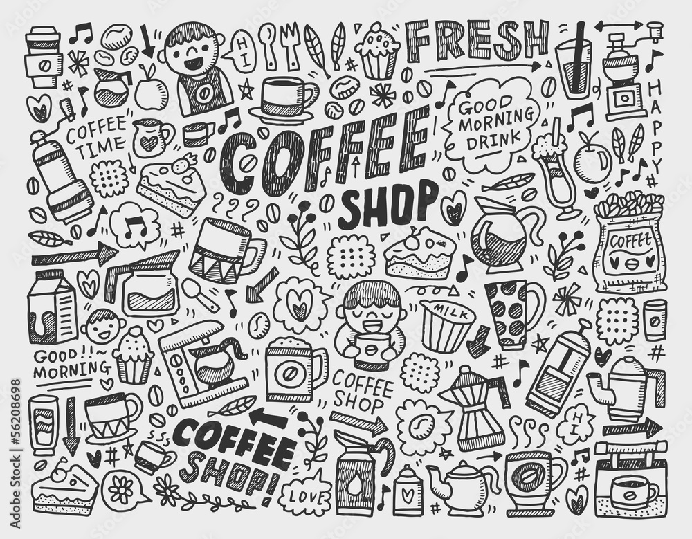 doodle coffee element background