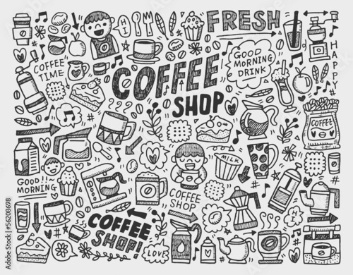doodle coffee element background