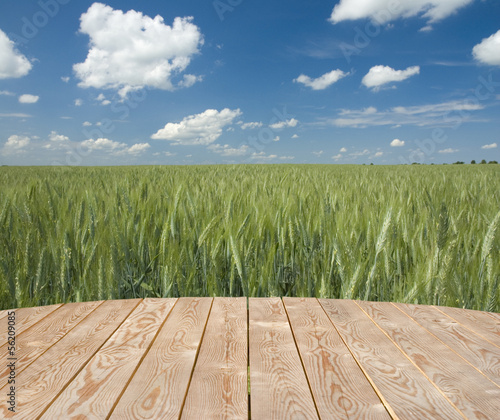 Empty wooden table in the c...
