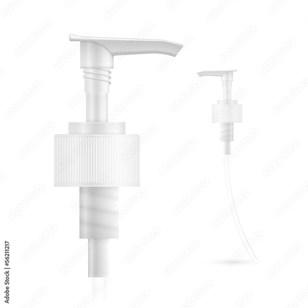 White pump for liquid soap template. White pump for liquid soap template.