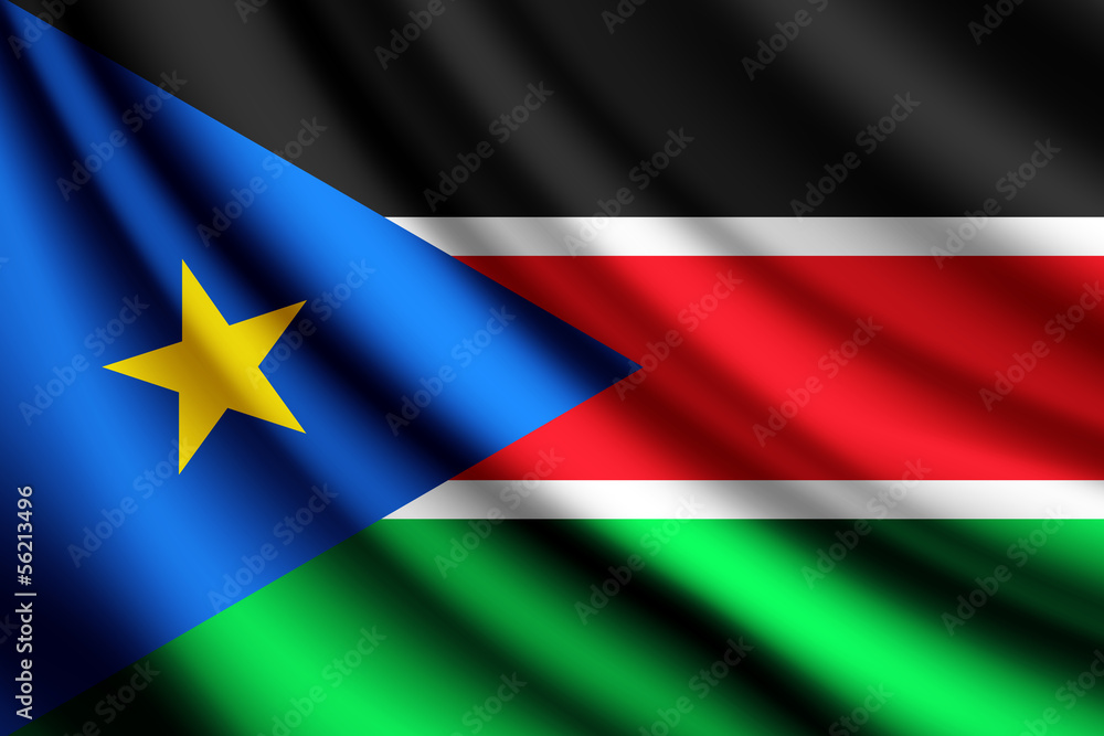 Waving flag of South Sudan, vector Waving flag of South Sudan, vector
