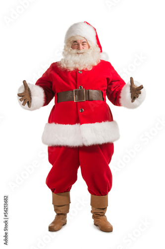 Happy Christmas Santa Claus with a welcome gesture