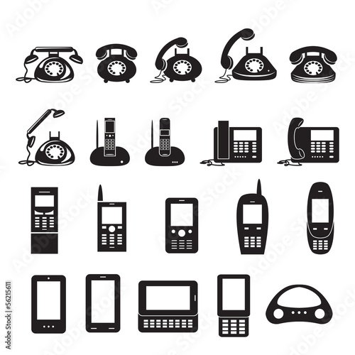 Phone Icons Set - Isolated On White Background