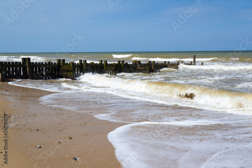 Groynes at Mundesley Norfolk England photo