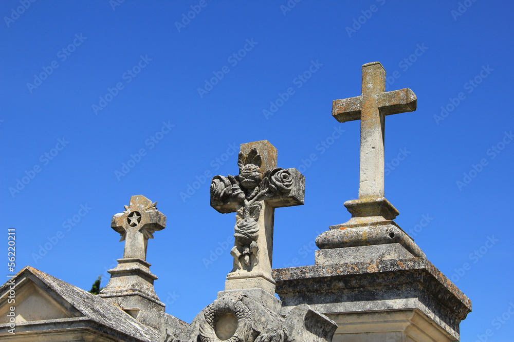 Grave ornaments at an old French cemetary