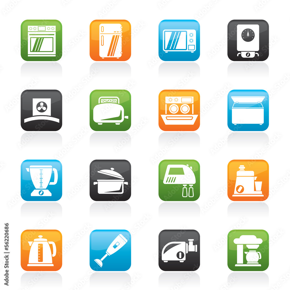 kitchen appliances and equipment icons - vector icon set kitchen appliances and equipment icons - vector icon set