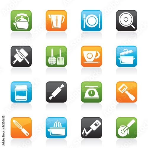kitchen gadgets and equipment icons - vector icon set