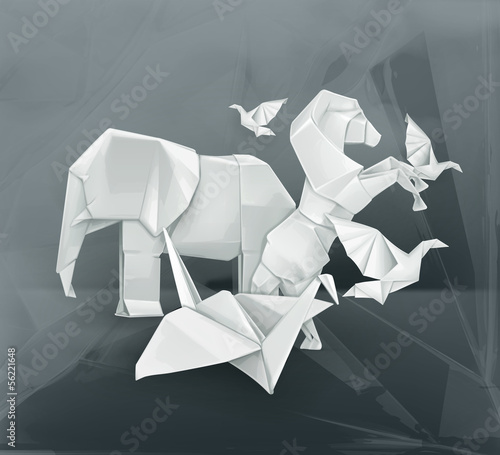 Obraz ilustracje origami zwierząt, 3d