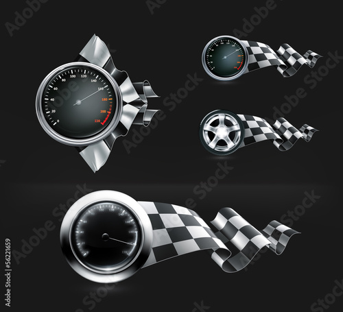 Racing emblems on black