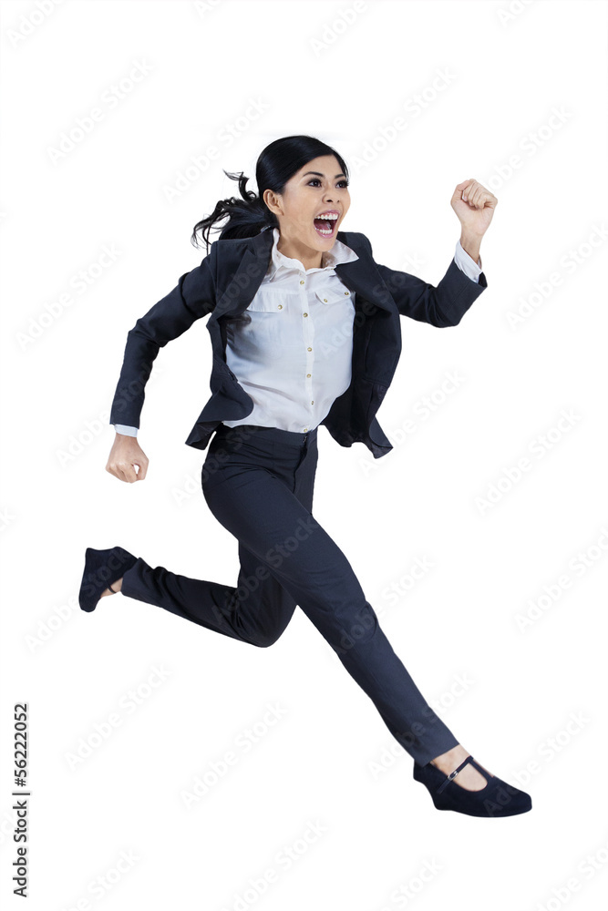 Business woman running in suit Business woman running in suit