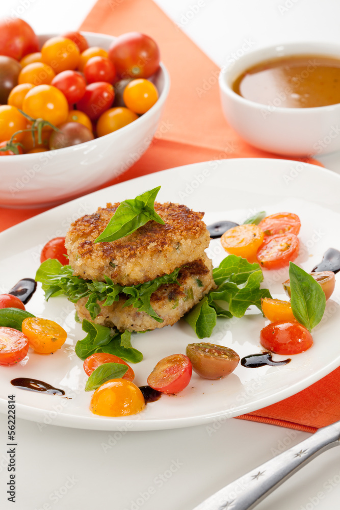 Crab Cakes and Tomato Salad