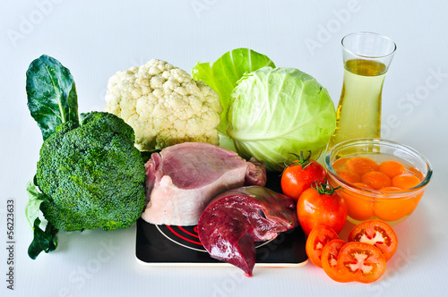 Group of foods with Vitamin K isolated on white
