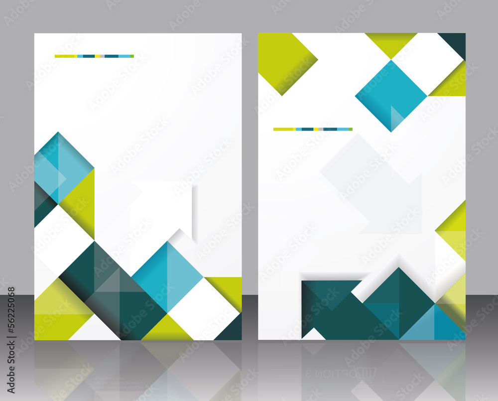 Vector brochure template design with cubes and arrows elements. Vector brochure template design with cubes and arrows elements.