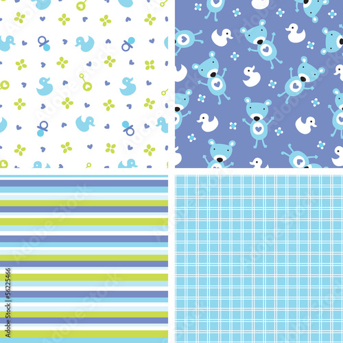 Four seamless blue baby backgrounds