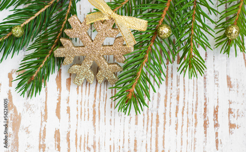 Christmas border with pine tree