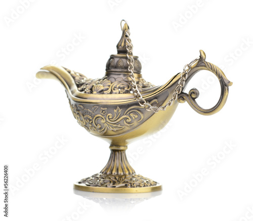 Aladdin magic lamp isolated on white