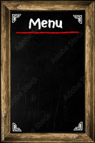 Fototapeta Naklejka Na Ścianę i Meble -  Menu title written with chalk on blackboard