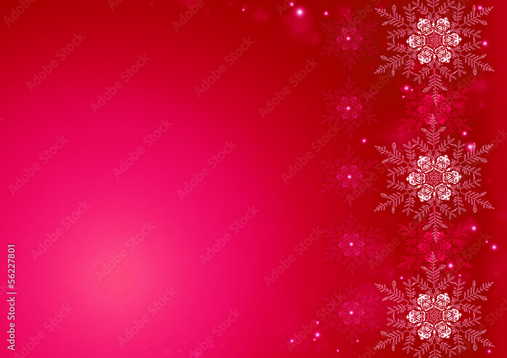 Snowflakes on red snow background. Space for text Snowflakes on red snow background. Space for text