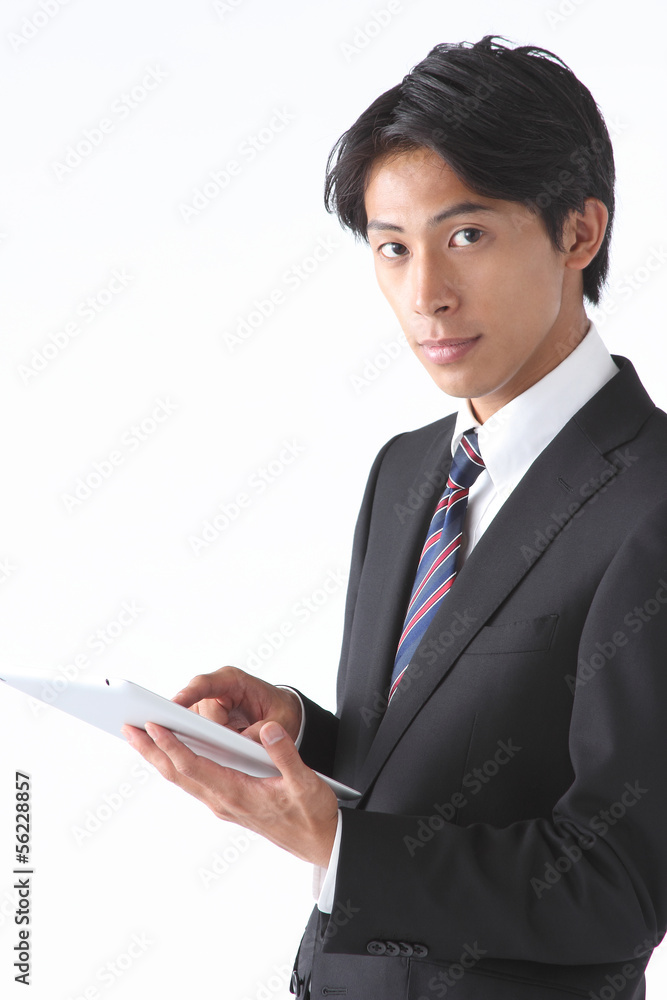 A businessman with touchpad