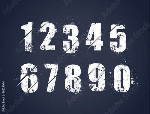 Grunge dirty painted numbers