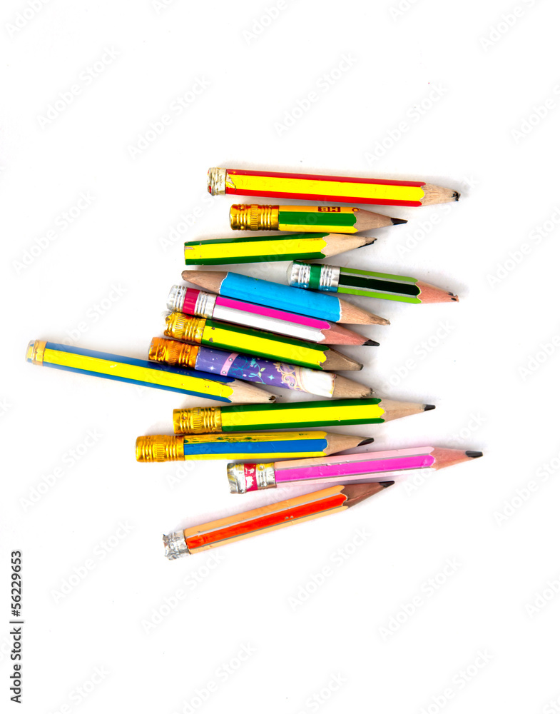 Old pencil on white background Old pencil on white background