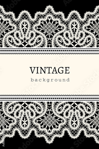 Old lace ribbon on black background