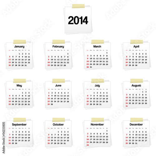 2014 calendar on reminders