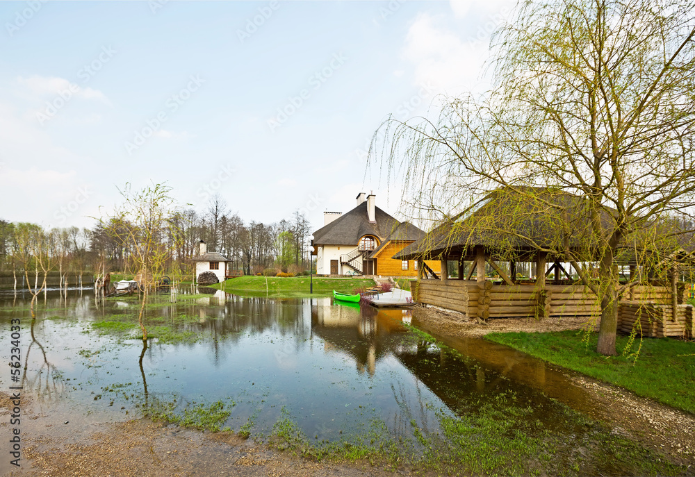Fototapeta premium Spring flood, Belarus, near Brest