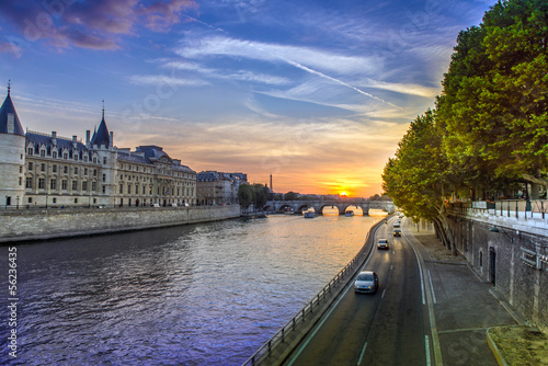 Sunset landscape in Paris