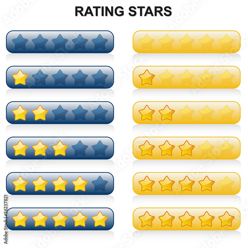 Rating Stars - 0 bis 5 - blau und gelb