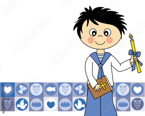 First Communion Invitation Card. boy