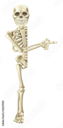 Cartoon Halloween Skeleton Pointing