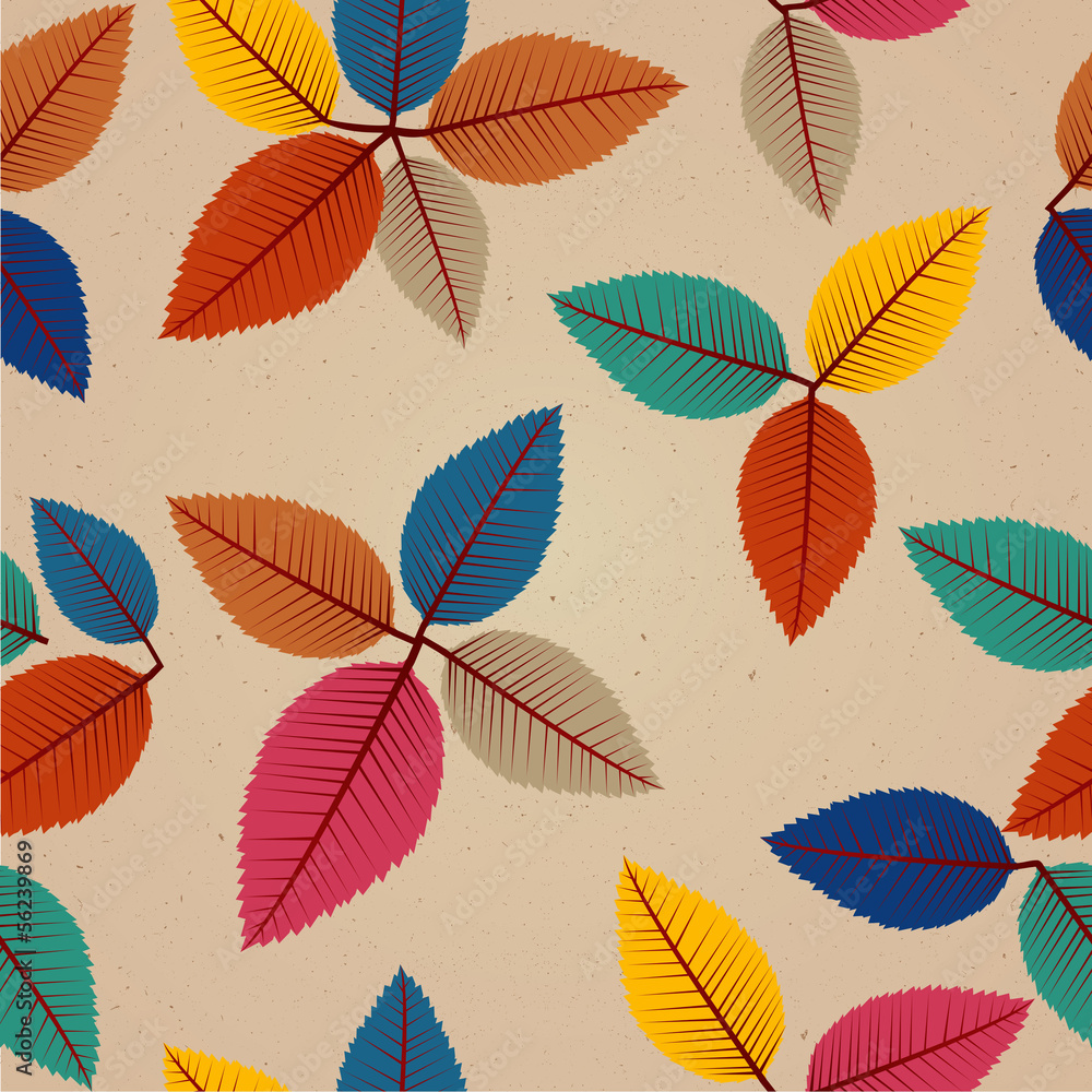 Obraz premium Vintage autumn leaves seamless pattern background. EPS10 file.