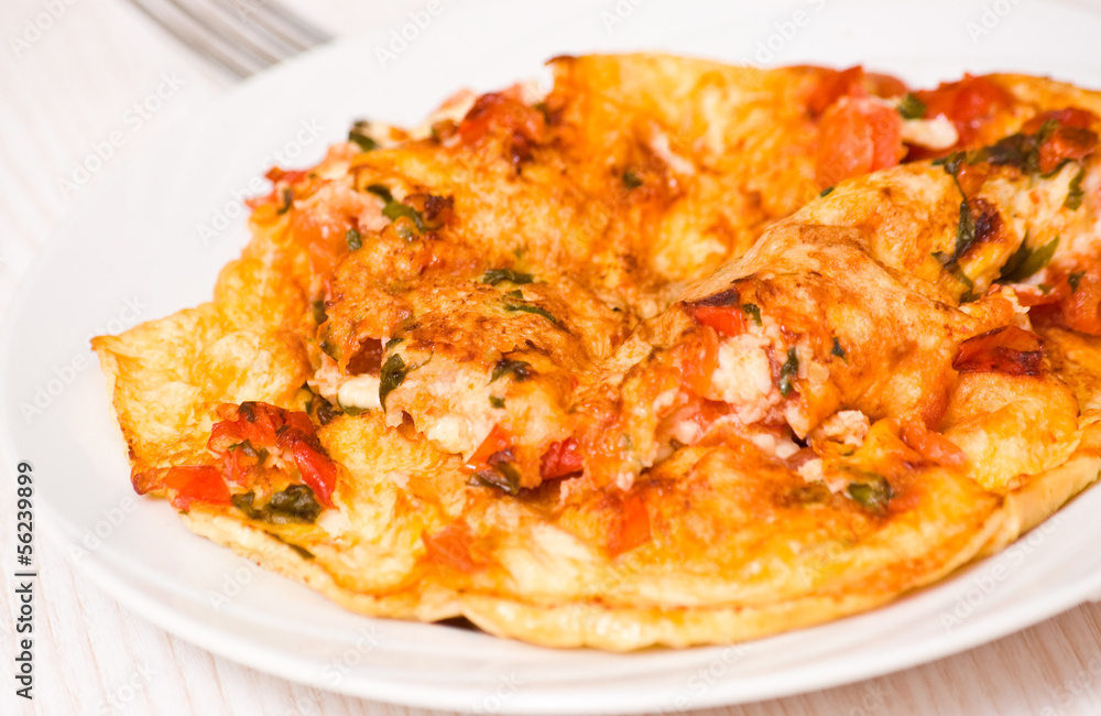 omelette with tomatoes, cheese and basil omelette with tomatoes, cheese and basil