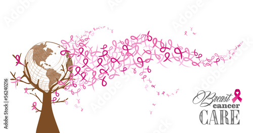Global Breast cancer awareness concept tree illustration EPS10 f