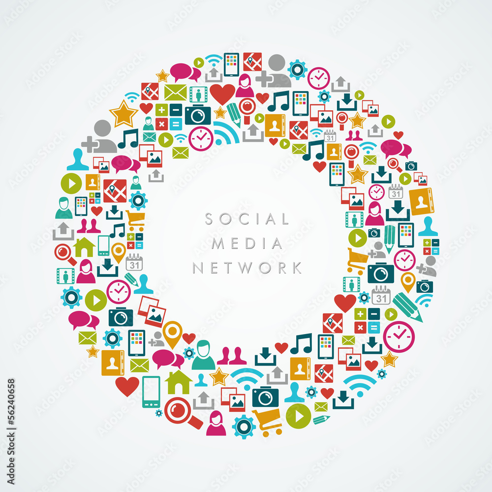 Social media network icons circle composition EPS10 file. Social media network icons circle composition EPS10 file.