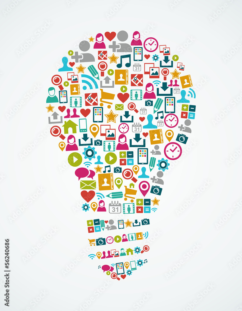Social media icons isolated idea light bulb EPS10 file. Social media icons isolated idea light bulb EPS10 file.