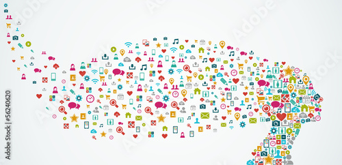 Human head shape social media icons composition. EPS10 file.