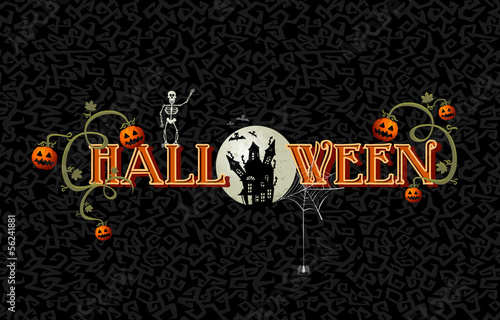 Halloween text with full moon and haunted house EPS10 file.