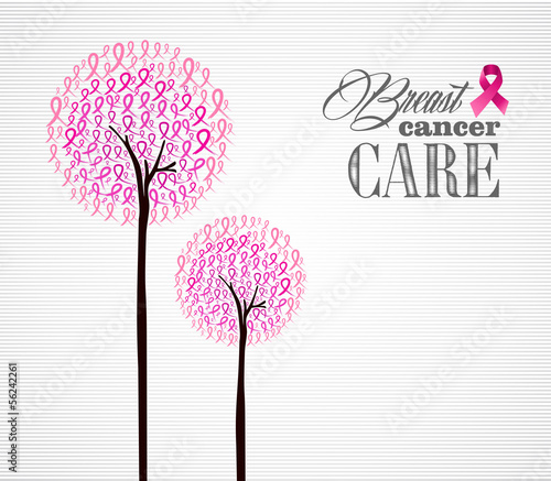 Breast cancer awareness pink ribbons conceptual trees EPS10 file