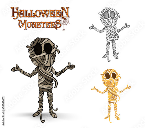 Halloween monsters spooky mummy illustration EPS10 file