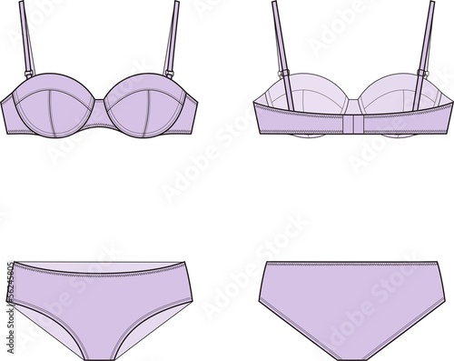 Vector fashion illustration of women's underwear set