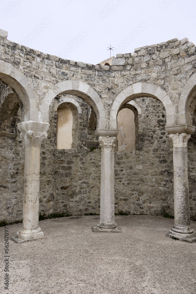 Roman arches in the town Rab on the island Rab in Croatia