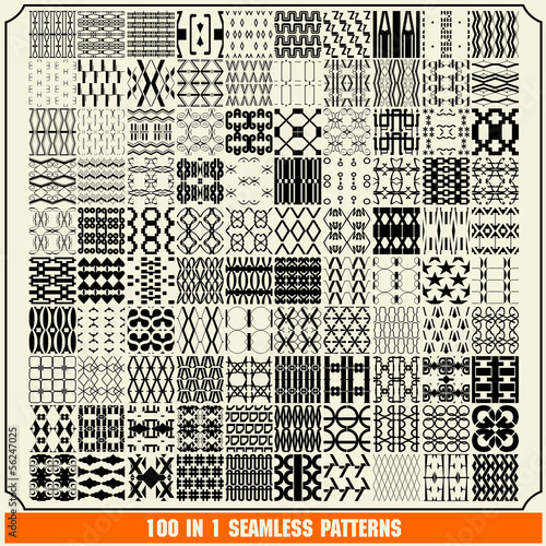 100 in 1 of Different vector seamless patterns