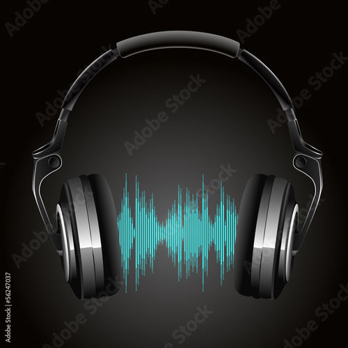 Black headphones. Vector illustration