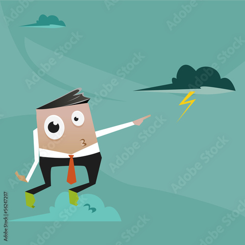 Office Man pointing a storm