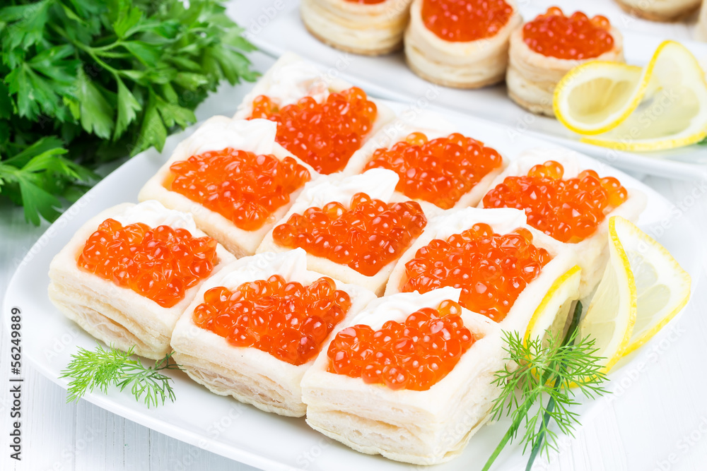 Tartlets with red caviar Tartlets with red caviar
